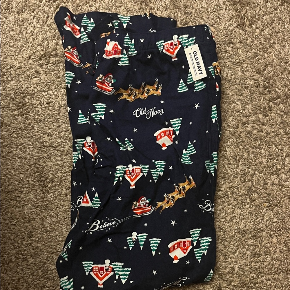 Old Navy Kids Pajama Bottoms - Navy with Holiday Print
